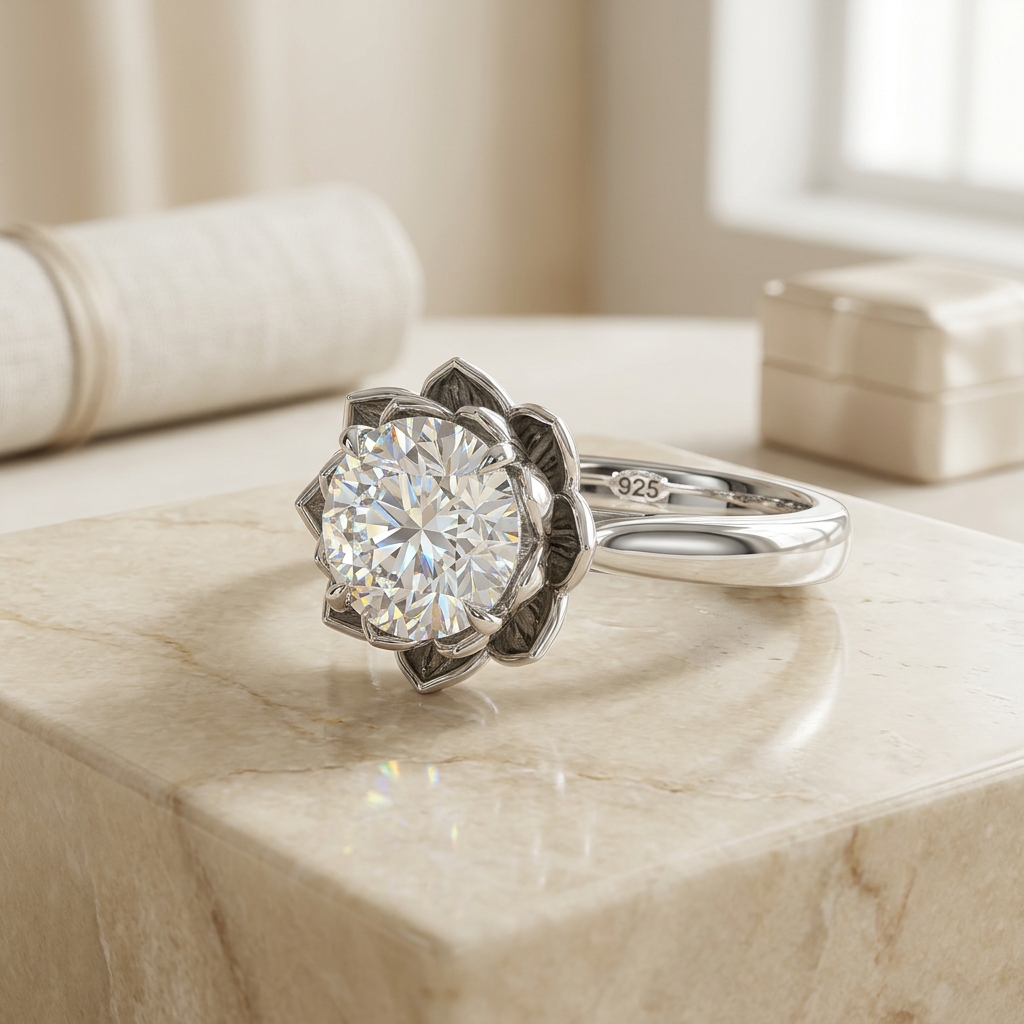Silver Lotus Ring